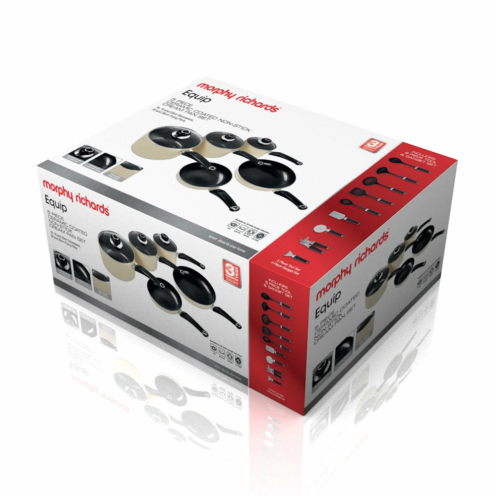 Morphy Richards Equip 14 Piece Pan & Tools Set - Cream - Image 2