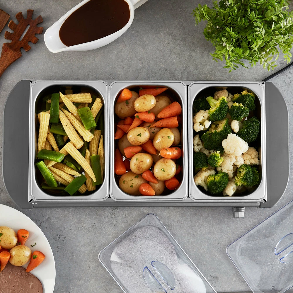 Tower Presto Buffet Server 3 Tray - Stainless Steel - Image 2