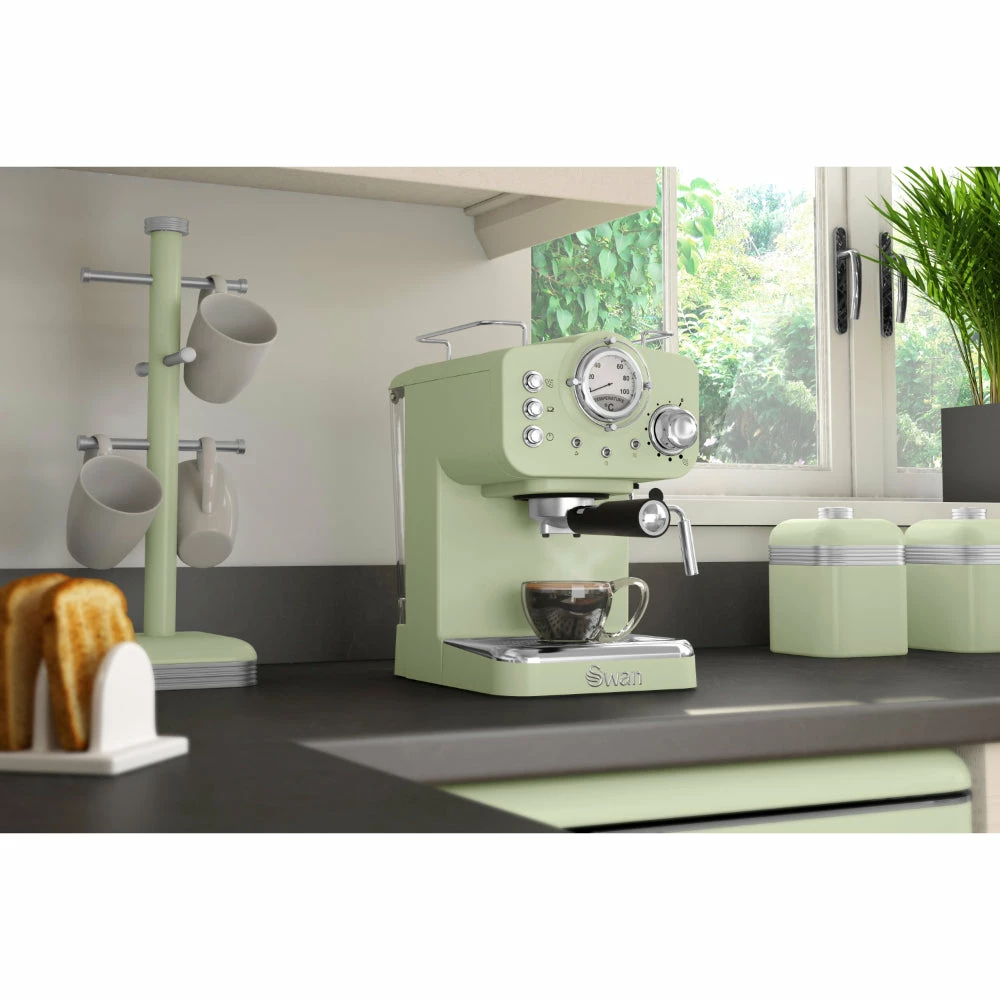 Swan Pump Espresso Coffee Machine - Green - Image 2