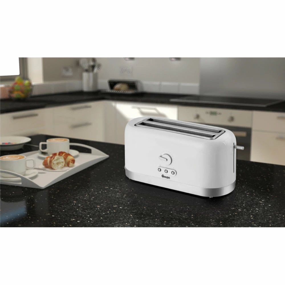 Swan Long Slot 4 Slice Toaster - White - Image 2