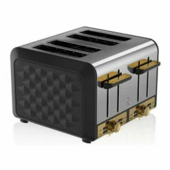 Swan Gatsby 4 Slice Metal Toaster - Black