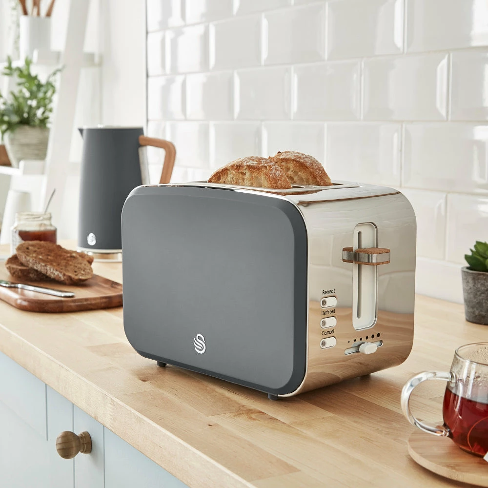 Swan Nordic 2 Slice Toaster - Grey - Image 2