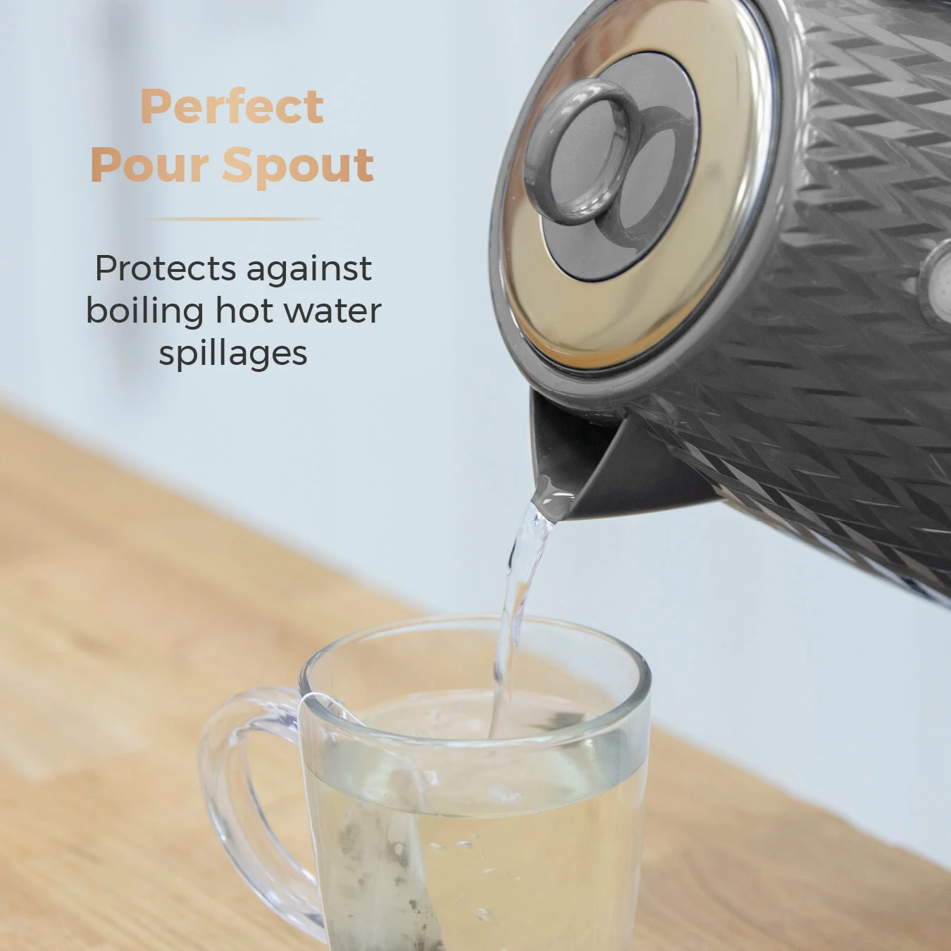 Tower Empire 3KW 1.7L Kettle With Brass Accents - Grey - Image 6