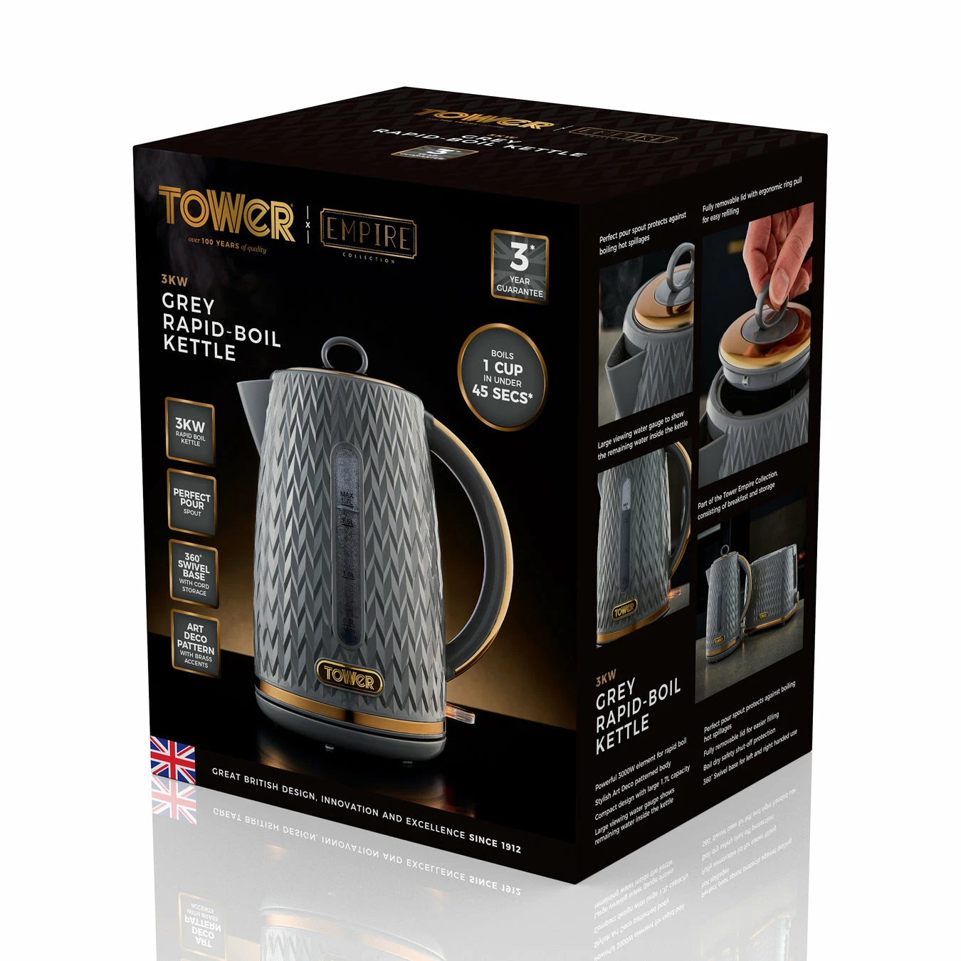 Tower Empire 3KW 1.7L Kettle With Brass Accents - Grey - Image 10