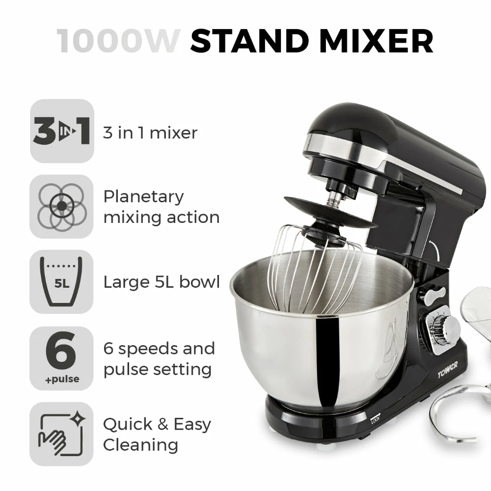 Tower Stand Mixer 1000W - Black - Image 10