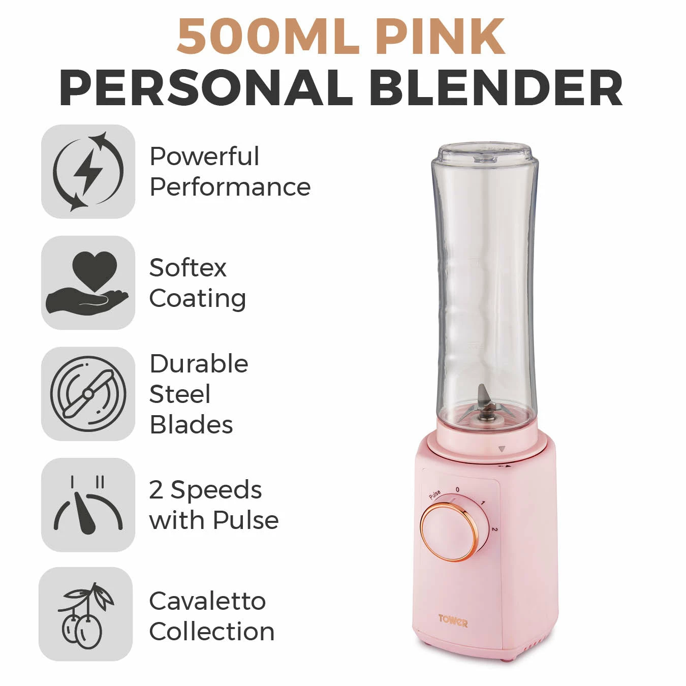 Tower Cavaletto 300W Personal Blender - Pink - Image 2