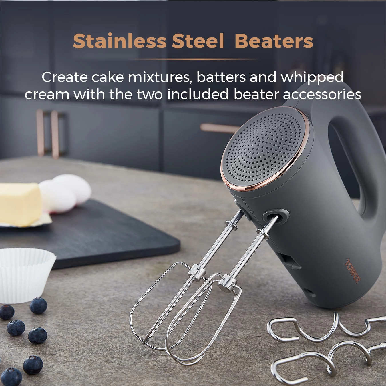 Tower Cavaletto 300W Hand Mixer - Grey - Image 5
