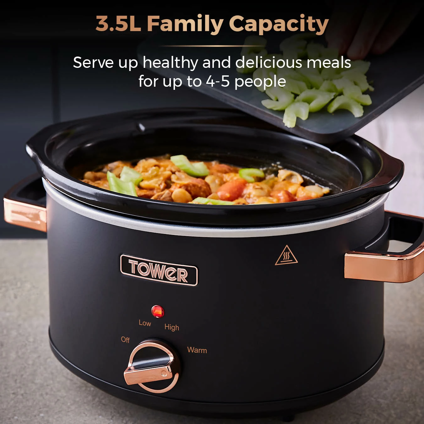 Tower Cavaletto 3.5 Litre Slow Cooker - Black - Image 3