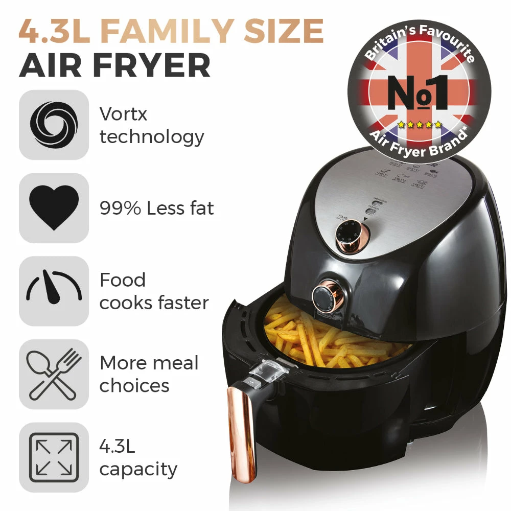 Tower Manual Air Fryer 4.3L - Rose Gold - Image 8