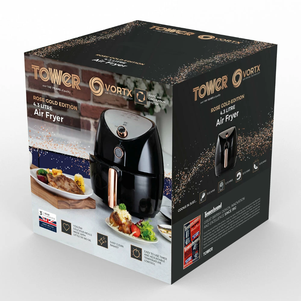Tower Manual Air Fryer 4.3L - Rose Gold - Image 9