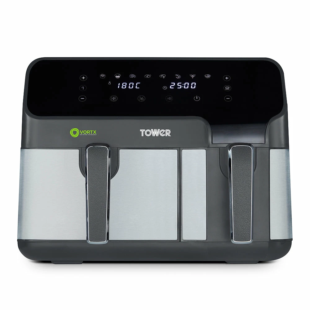 Tower Vortx Eco Duo Basket Air Fryer 8.5L - Grey