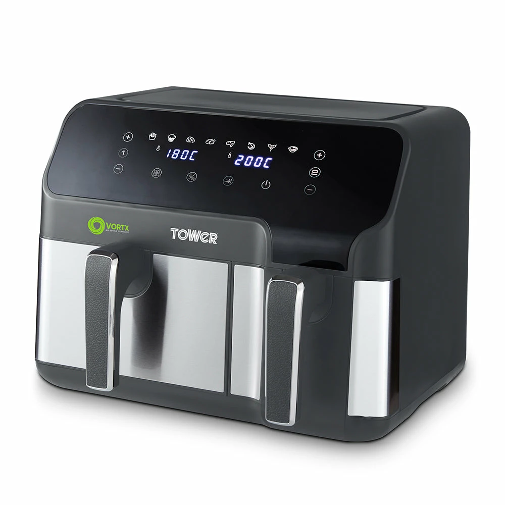 Tower Vortx Eco Duo Basket Air Fryer 8.5L - Grey - Image 13
