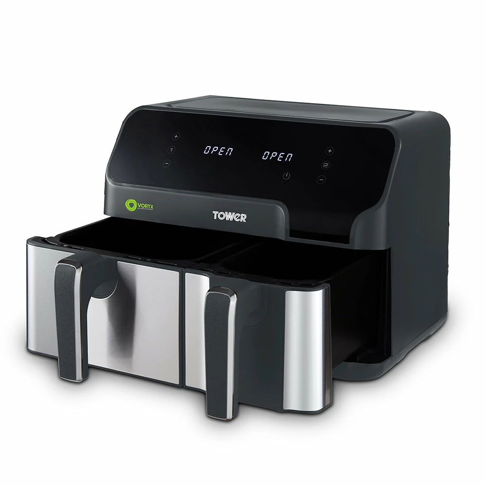 Tower Vortx Eco Duo Basket Air Fryer 8.5L - Grey - Image 14