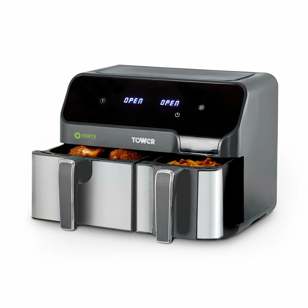 Tower Vortx Eco Duo Basket Air Fryer 8.5L - Grey - Image 10