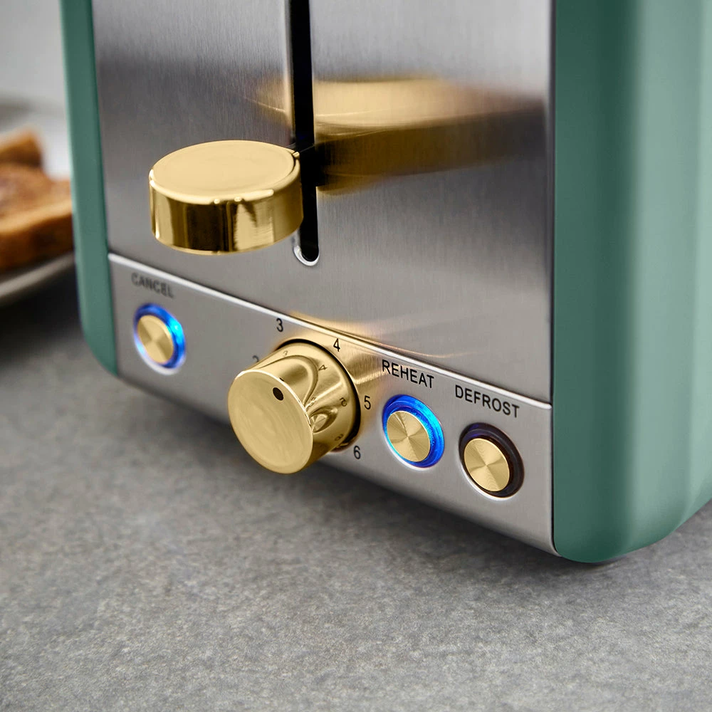 Tower Cavaletto 2 Slice Stainless Steel Toaster - Jade Green - Image 4