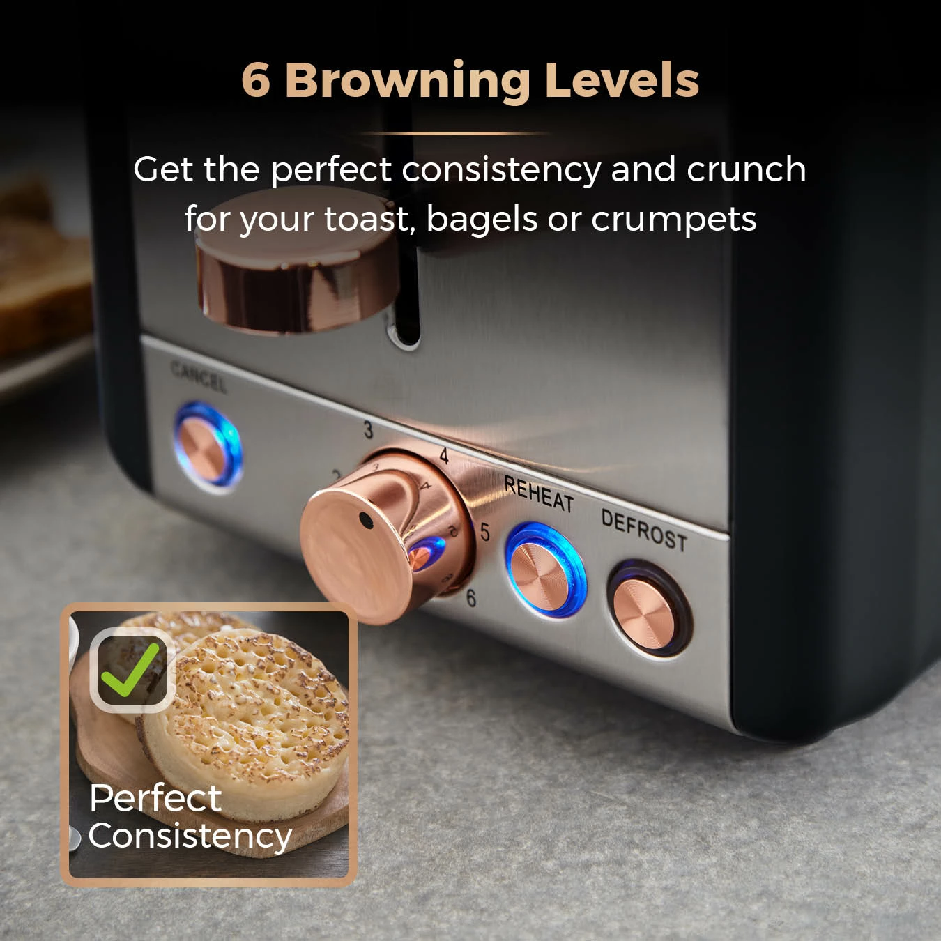 Tower Cavaletto 2 Slice Stainless Steel Toaster - Black - Image 4