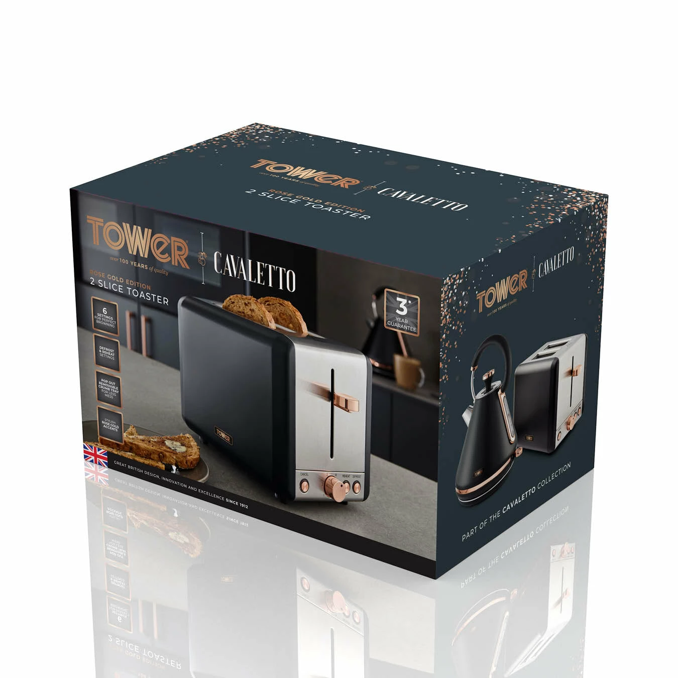 Tower Cavaletto 2 Slice Stainless Steel Toaster - Black - Image 9