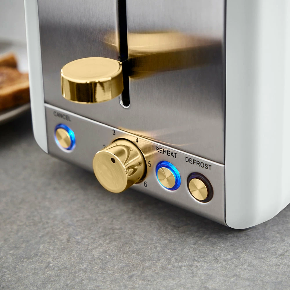 Tower Cavaletto 2 Slice Stainless Steel Toaster - White - Image 4