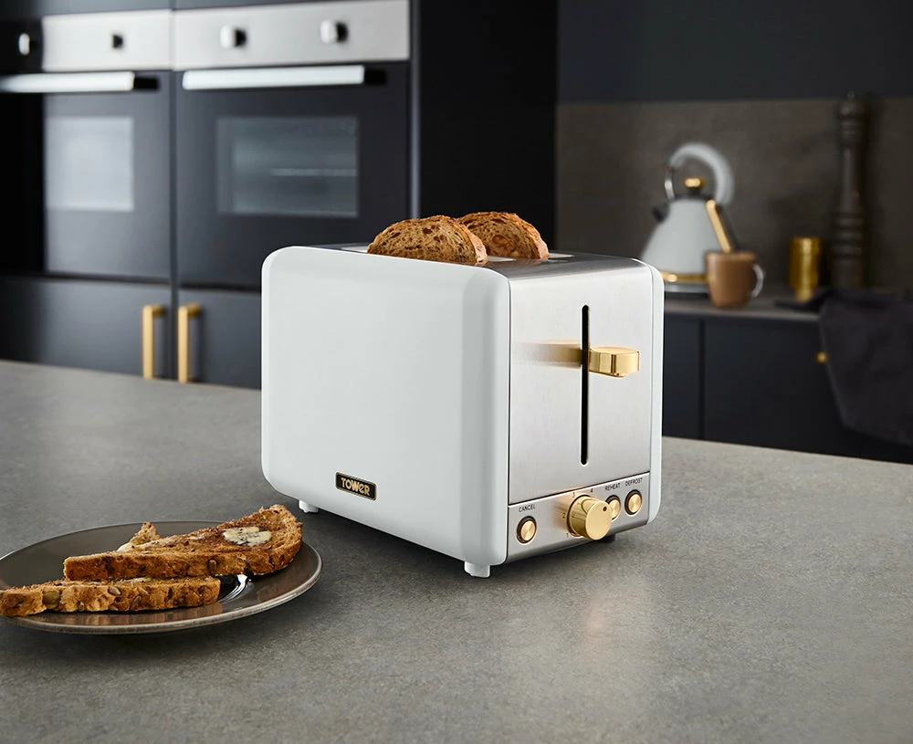Tower Cavaletto 2 Slice Stainless Steel Toaster - White - Image 6