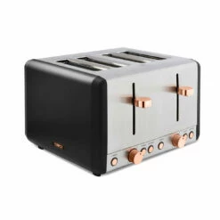 Tower Cavaletto 4 Slice Stainless Steel Toaster - Black