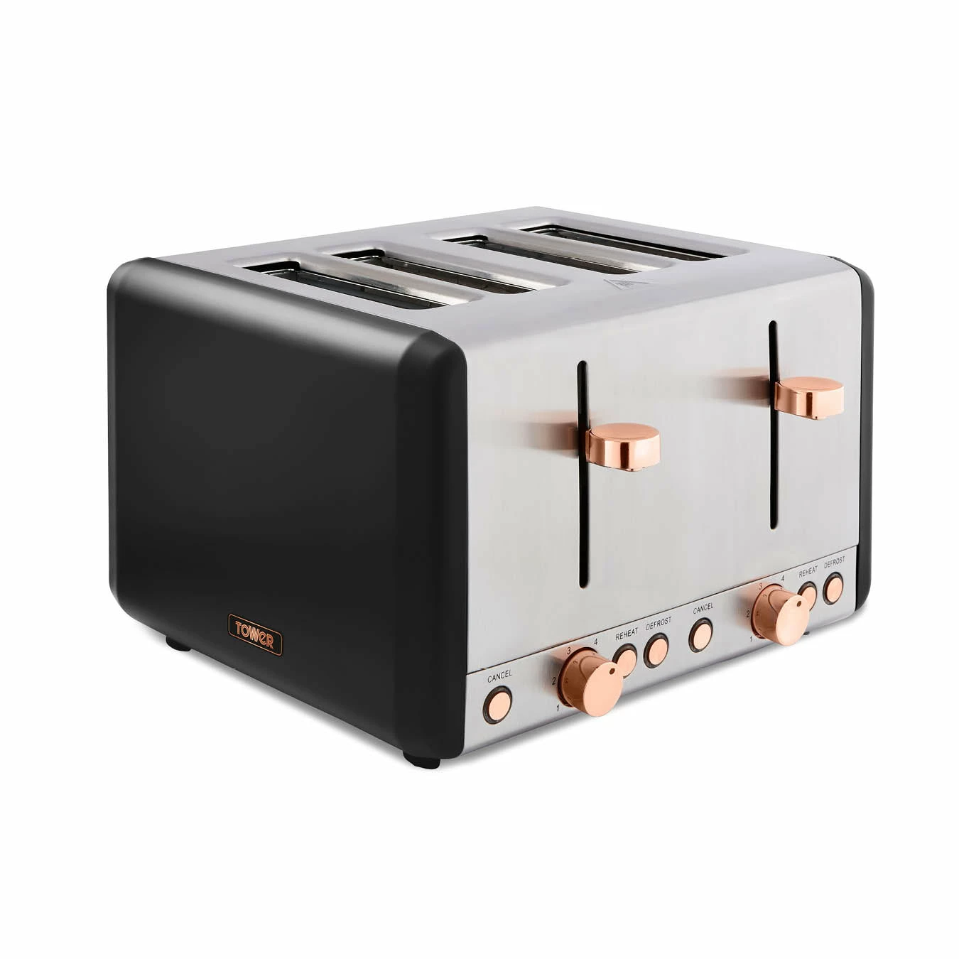 Tower Cavaletto 4 Slice Stainless Steel Toaster - Black