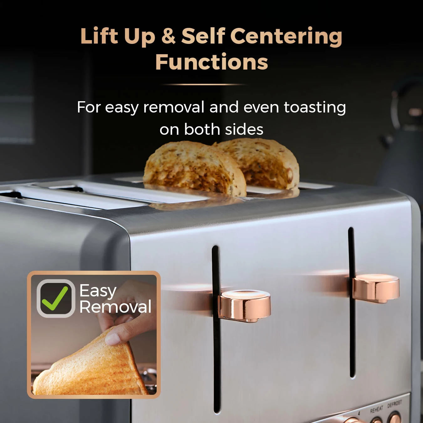 Tower Cavaletto 4 Slice Stainless Steel Toaster - Grey - Image 7