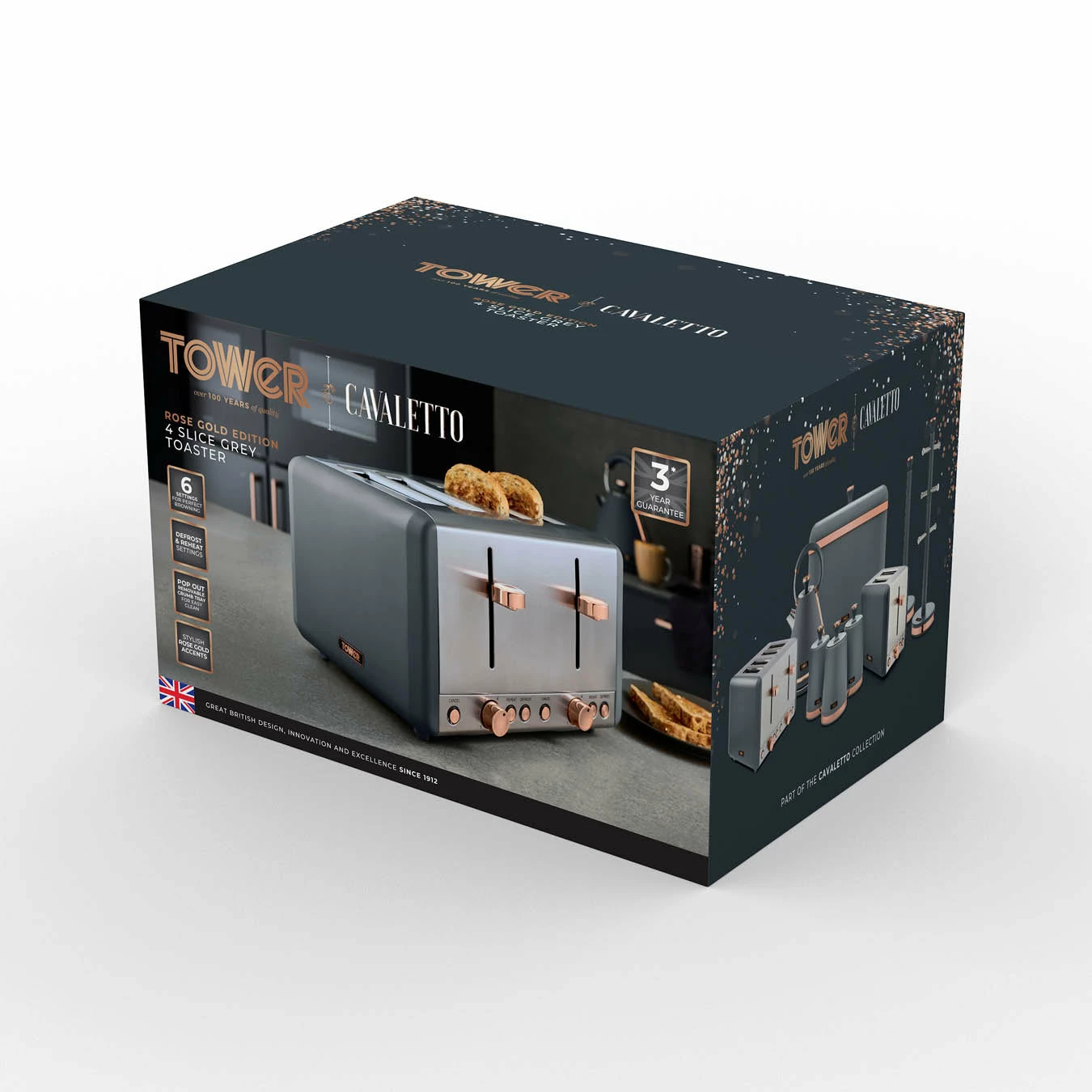 Tower Cavaletto 4 Slice Stainless Steel Toaster - Grey - Image 9