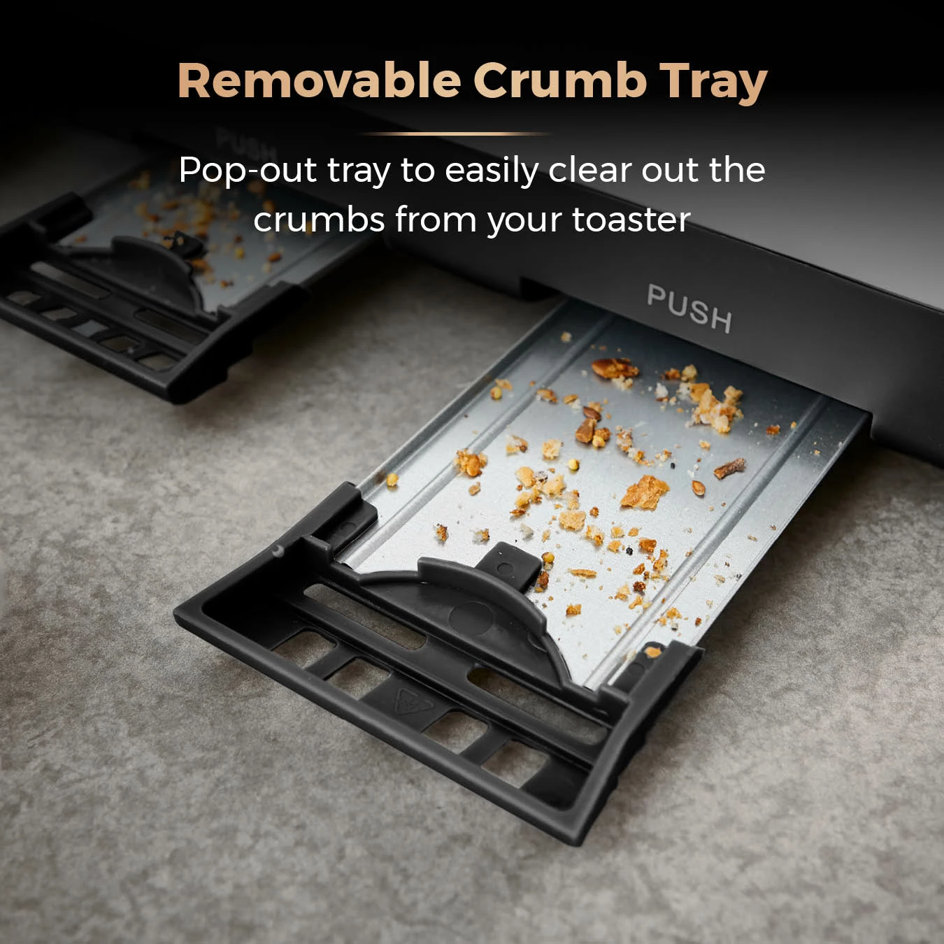 Tower Cavaletto 4 Slice Stainless Steel Toaster - Black - Image 6