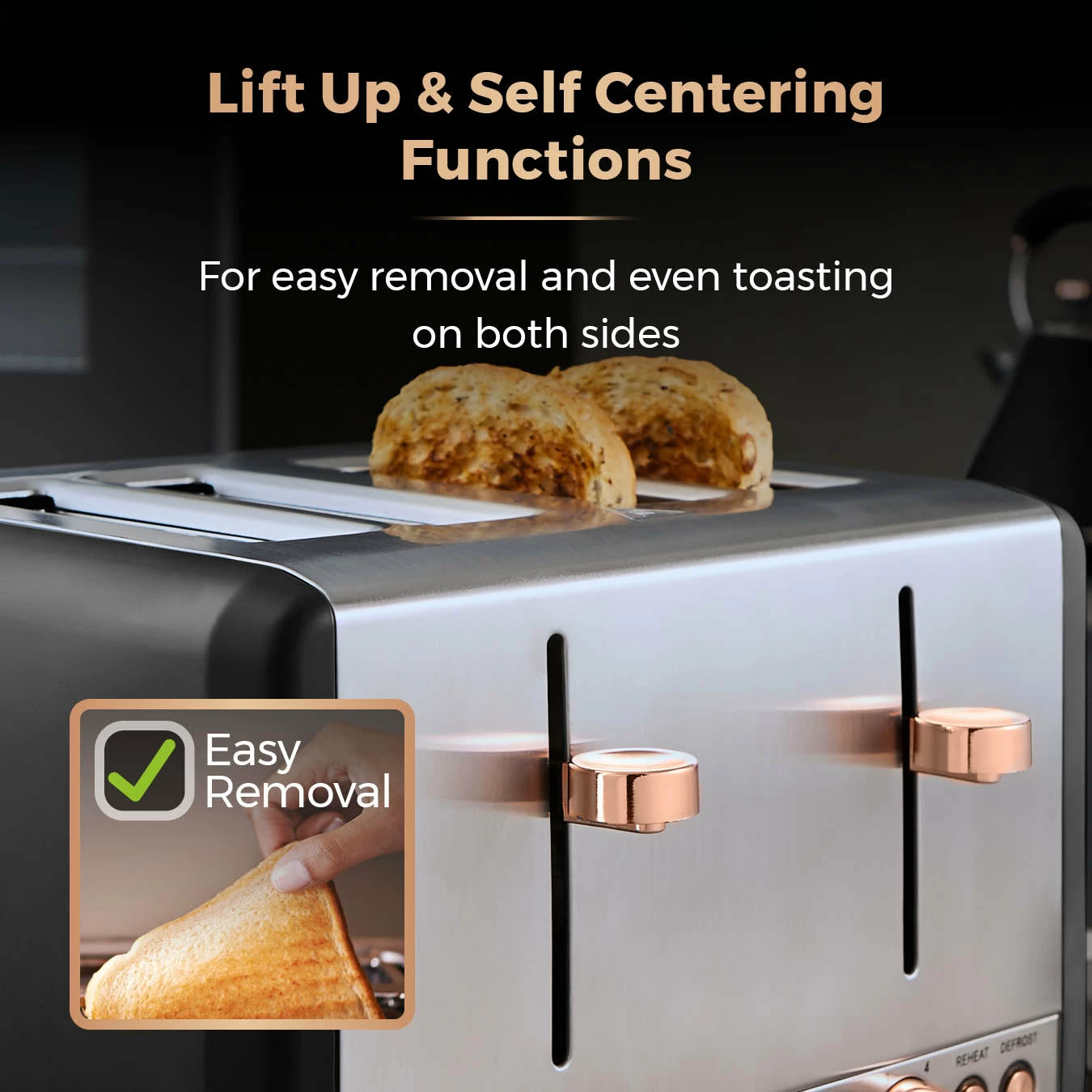 Tower Cavaletto 4 Slice Stainless Steel Toaster - Black - Image 7