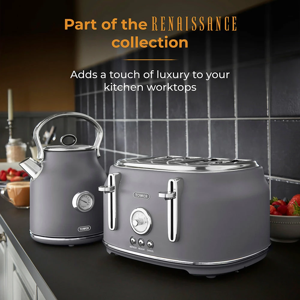 Tower Renaisance 4 Slice Toaster - Grey - Image 8