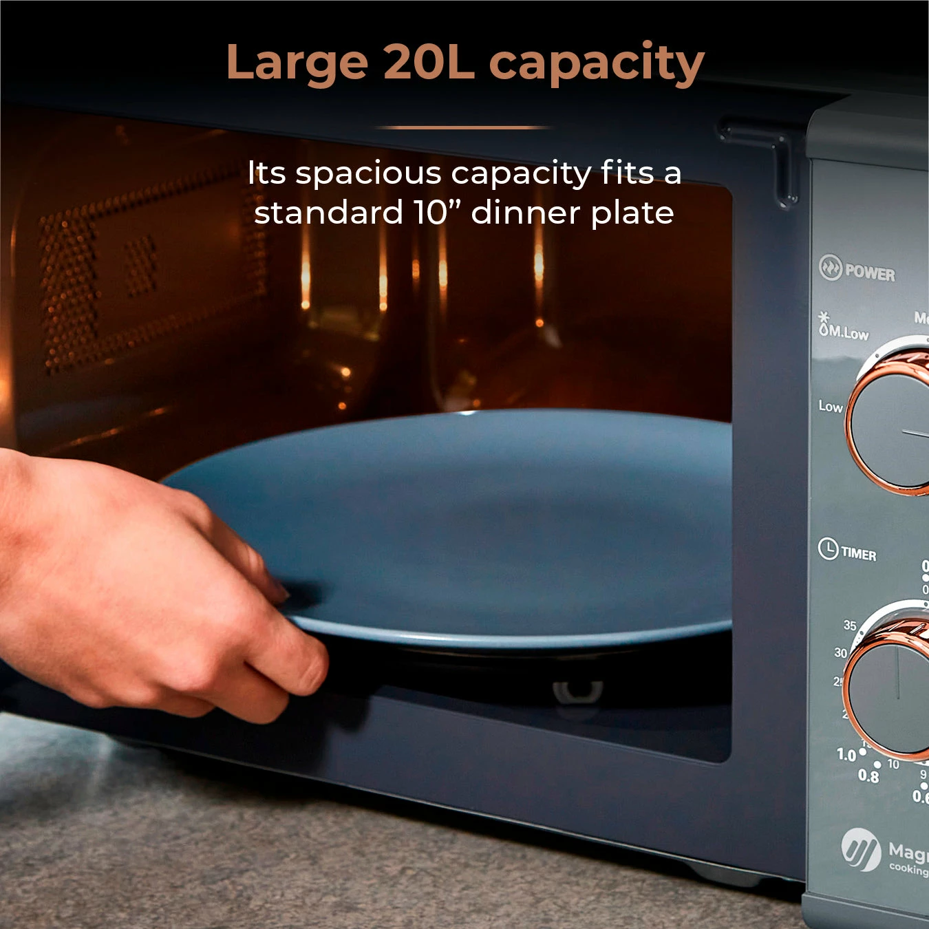 Tower Cavaletto 20L Manual Microwave - Grey - Image 4