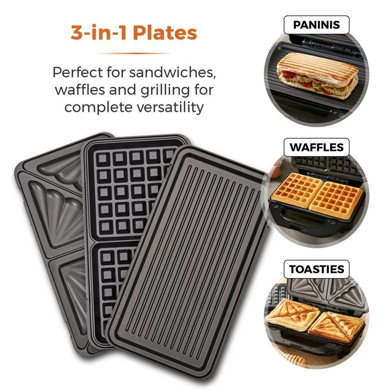 Tower Deep Fill Sandwich Maker 3in1 - Stainless Steel - Image 7