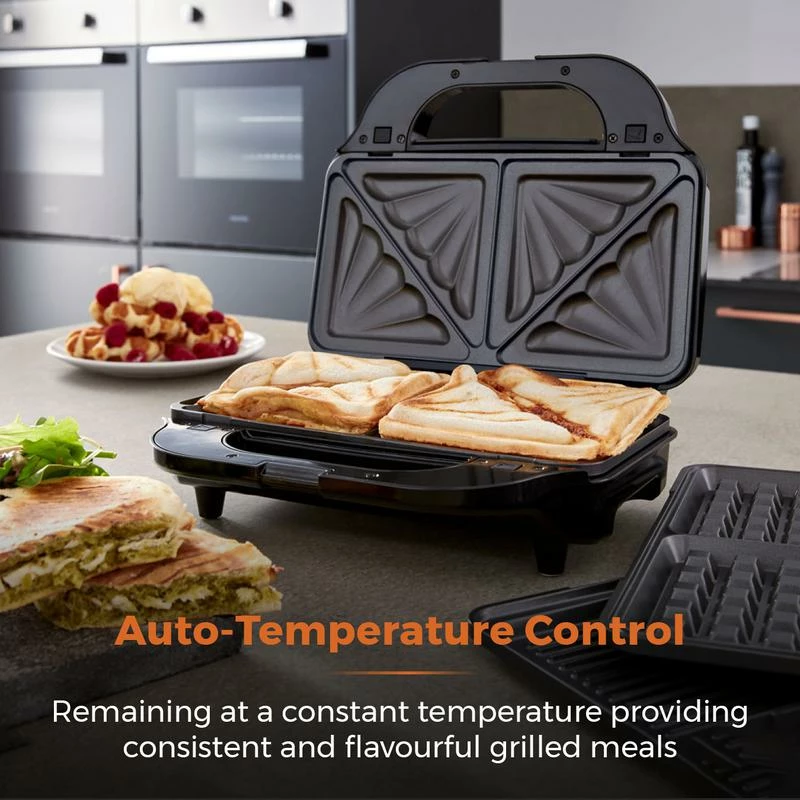 Tower Deep Fill Sandwich Maker 3in1 - Stainless Steel - Image 5