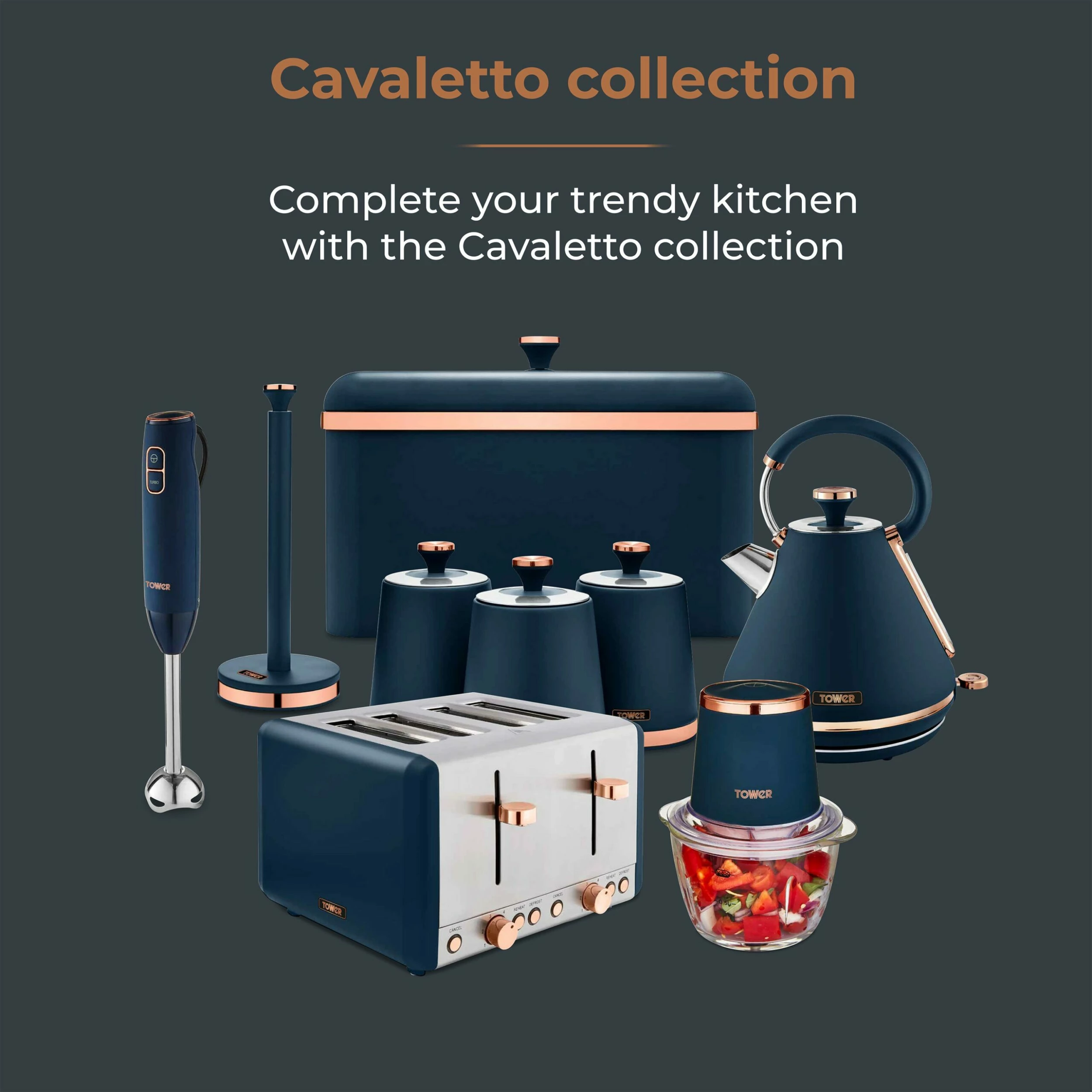 Tower Cavaletto 900W Sandwich Maker - Midnight Blue - Image 7