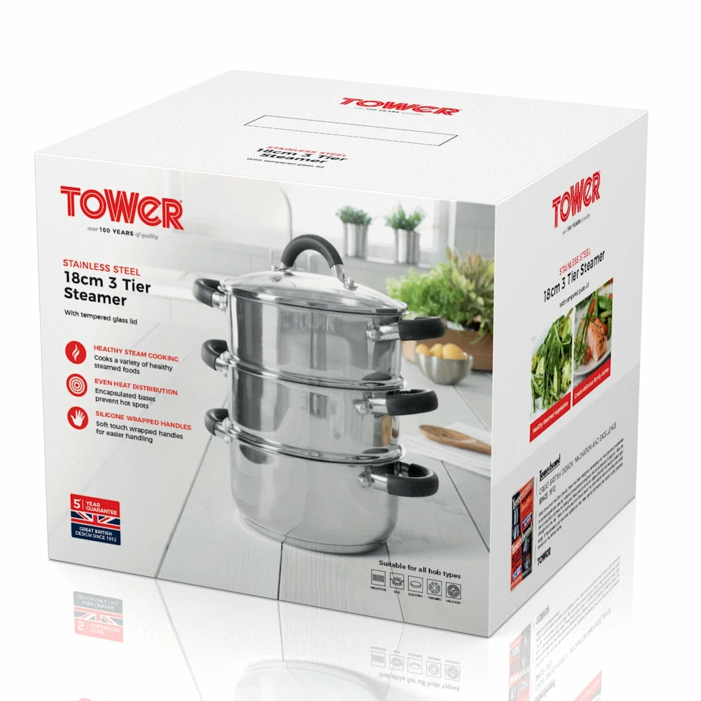 Tower Steamer 3 Tier 18cm - Steel - Image 4