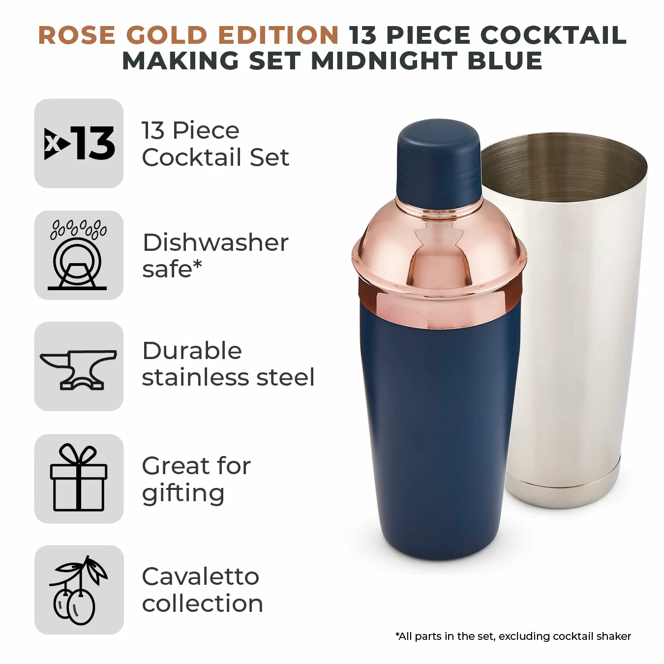 Tower Cavaletto 13 Piece Cocktail Set - Midnight Blue - Image 2