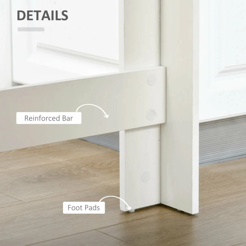 HOMCOM Kitchen Bar Table With Side Shelves - White & Grey - Image 9