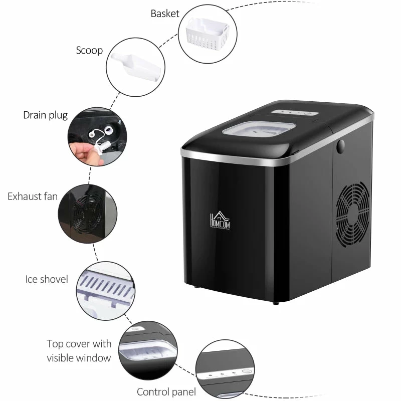 HOMCOM Ice Maker 12kg - Black - Image 5